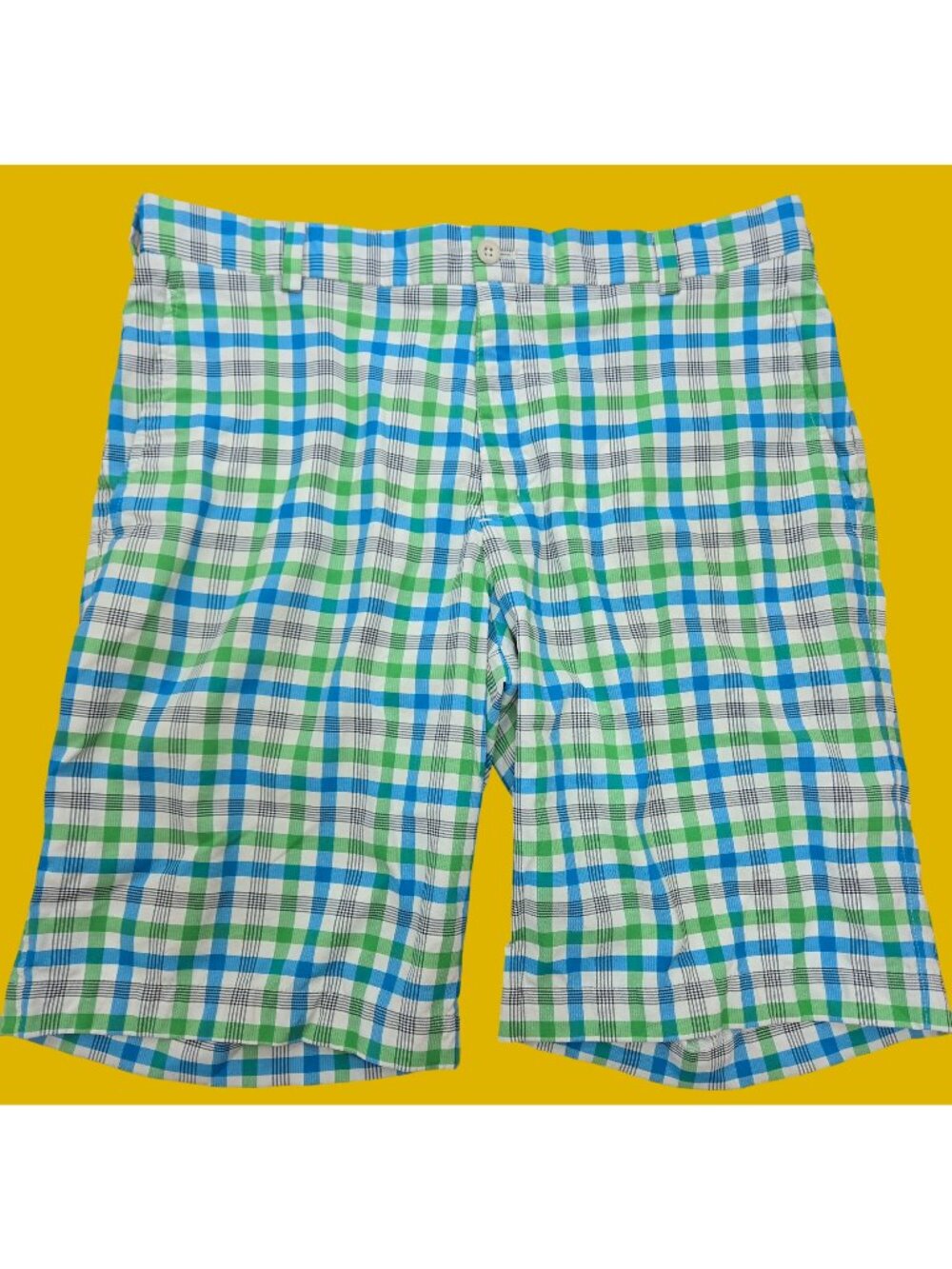 Nike Golf Mens Blue Green Plaid Dri-Fit Shorts 34 Lightweight
